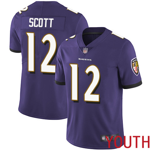Baltimore Ravens Limited Purple Youth Jaleel Scott Home Jersey NFL Football #12 Vapor Untouchable